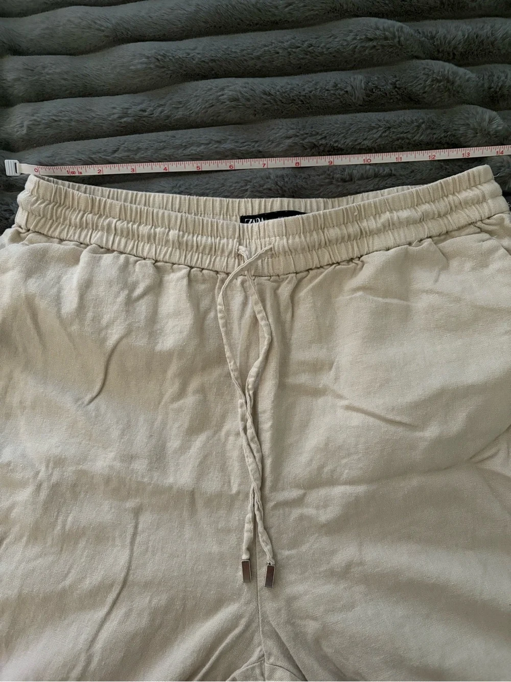 ZARA textured wide leg linen pants